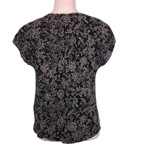 LUCKY BRAND Floral Top Women's Size Small Blue Gray Boho Short Sleeve Blouse - Picture 7 of 8